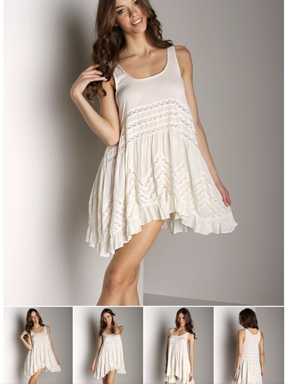 Free people Lightweight Ivory, black Dot Sleeveless Summer Dress